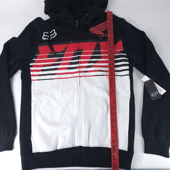 Honda Fox Racing Zip Hoodie Mens Medium Black Red White MX Motocross Jacket New - Picture 6 of 12
